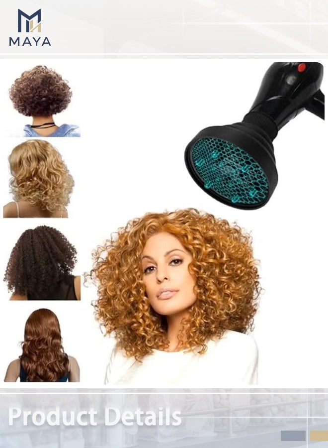 Maya Universal Hair Diffuser Adaptable for Blow Dryers with 1.4-Inch to 1.96-Inch,for Curly or Wavy Hair, Lightweight Foldable Portable Travel Folding Design - Black - Image 3